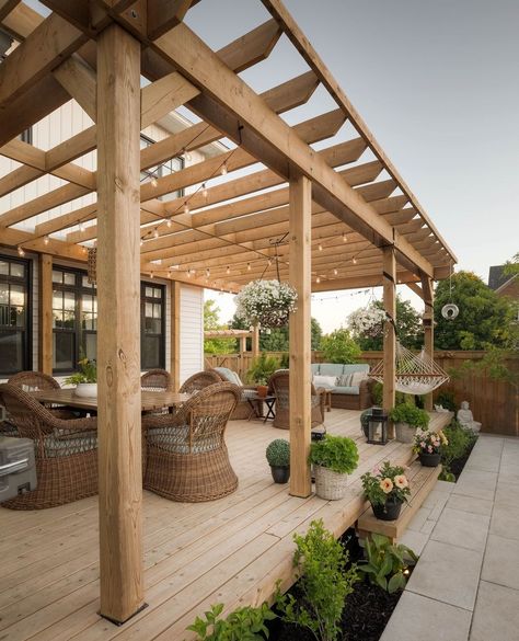 7 Pergola Ideas for Your Unique Outdoor Haven - Matchness.com Outdoor Patio Ideas Backyards, French Country Interiors, Cedar Pergola, Outdoor Space Design, Patio Deck Designs, Pergola Ideas, Pergola Attached To House, Wood Pergola, Deck Projects