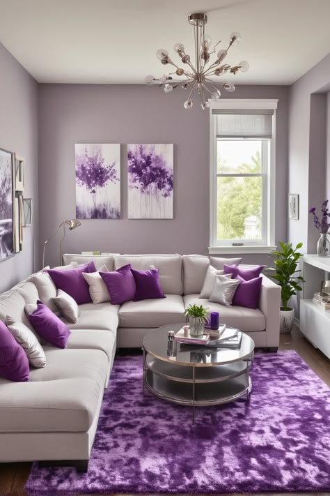 You Won’t Believe These 20 Purple Living Room Ideas – #7 Is Jaw-Dropping – The Crafty Hacks Small Size Living Room Ideas, Purple Cushions Living Room, Purple Home Decor Living Room, Purple Home Decor Ideas, Living Room Designs Purple, Color Combinations With Purple, Trending Living Room Colors, Purple Combination Colors, Purple Interior Design Living Room