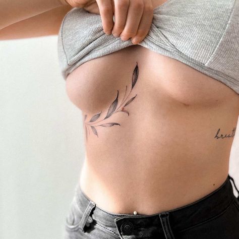 20 Of The Most Striking Underboob Tattoos - Body Artifact Feminine Tattoo Designs, Underboob Tattoos, Underboob Tattoo Designs, Underboob Tattoo, Deer Tattoo, Hand Poked Tattoo, Tattoo Ideas For Women, Feminine Tattoo, Sternum Tattoo