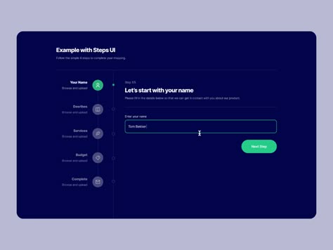 Multi Step Form 03 by Erşad Başbağ on Dribbble Steps Web, Form Design Web, Form Ui, Ui Forms, Ui Design Principles, Web Forms, App Interface Design, Ui Components, Ui Design Website