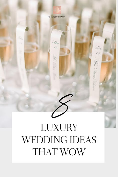 Get inspiration for planning a unique wedding that will really impress your guests.From a dramatic wedding entrance or exit to creating an unforgettable guest experience with a ladies lounge, the Chancey Charm team is sharing a roundup of 8 luxury wedding ideas that wow. Wedding Final Touches, Extravagant Wedding Ideas, Diy Projects For Wedding, Wedding In May Ideas, Entertainment Ideas For Wedding, Wedding Guest Arrival Ideas, Wedding Entrance Table Reception, Unique Wedding Extras, Fancy Wedding Ideas Classy