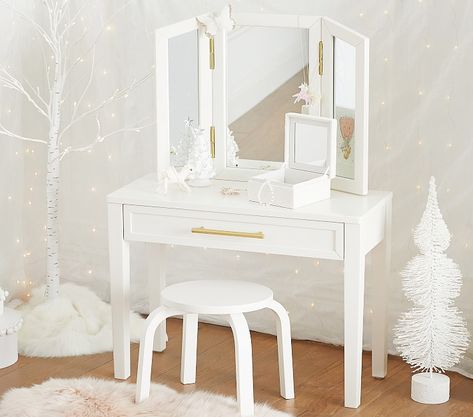 Chelsea Kids Vanity | Pottery Barn Kids Princess Playroom, High Desk, Pinterest Room, Childhood Dreams, Desk Mirror, Dovetail Joinery, Princess Room, Kids Vanity, Playroom Ideas