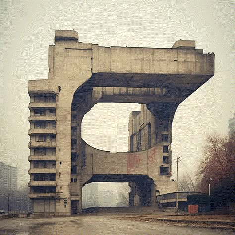 Sci Fi Architecture, Deconstructivism, Brutalism Architecture, Brutalist Buildings, Brutalist Architecture, Architecture Exterior, Environment Concept Art, Brutalism, Beautiful Architecture