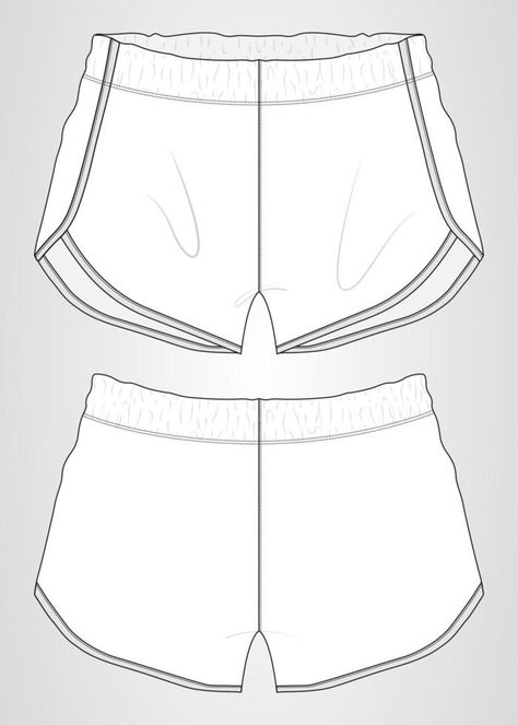 Short Desenho, Shorts Technical Drawing, Shorts Flat Sketch, Shorts Drawing Reference, Overalls Drawing, Short Template, Shorts Illustration, Shorts Template, Clothes Template