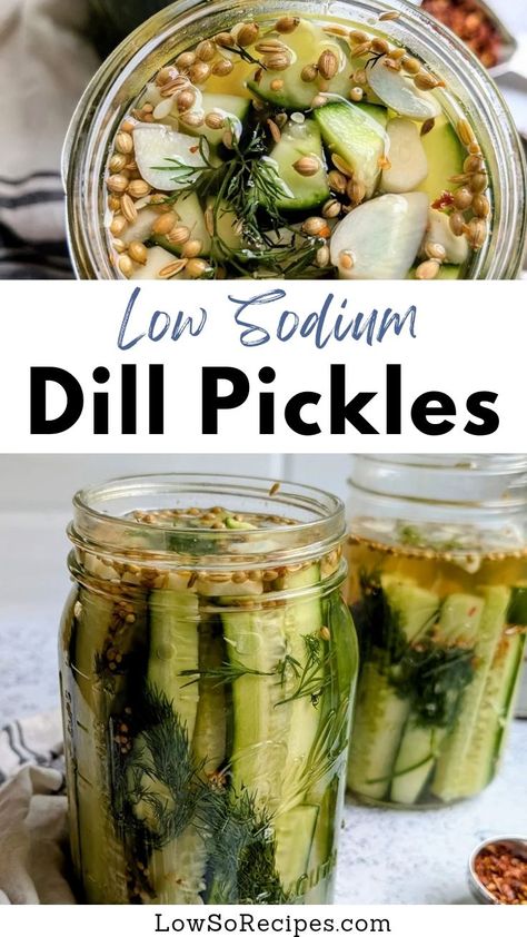 Low Sodium Dill Pickles Low Sodium Chips, No Salt Dinners, Low Sodium Snack Ideas, Low Salt Bread Recipe, Low Sodium Pickles Recipe, No Salt Snacks, Gluten Free Low Sodium Recipes, Low Sodium Sandwiches, Low Sodium Mexican Recipes