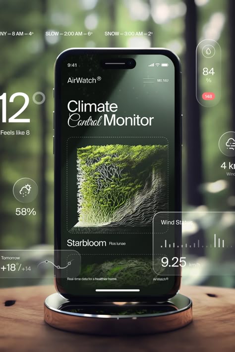 Check the weather on-the-go with AirWatch® mobile app, your personal forecast at your fingertips! #AirWatch #weatherforecast #mobileapp #convenient #stayinformed Mobile Website Design, Plant App, Ux Design Mobile, Motion Graphics Typography, Ux App Design, Mobile App Design Inspiration, App Interface Design, Mobile Ui Design, App Design Inspiration