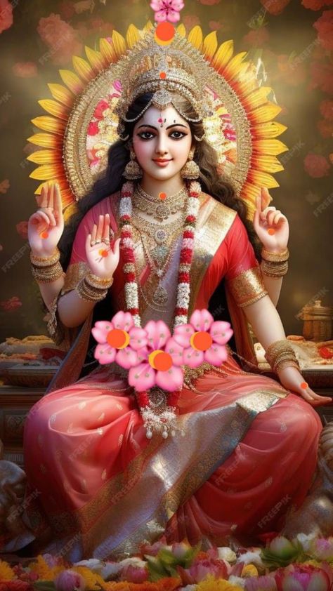 Laxmi Goddess Wallpapers, Happy Navratri Status, Laxmi Goddess, Ram Sita Photo, Ambe Maa, Lord Durga, Maa Laxmi, Durga Picture, Devi Images Hd