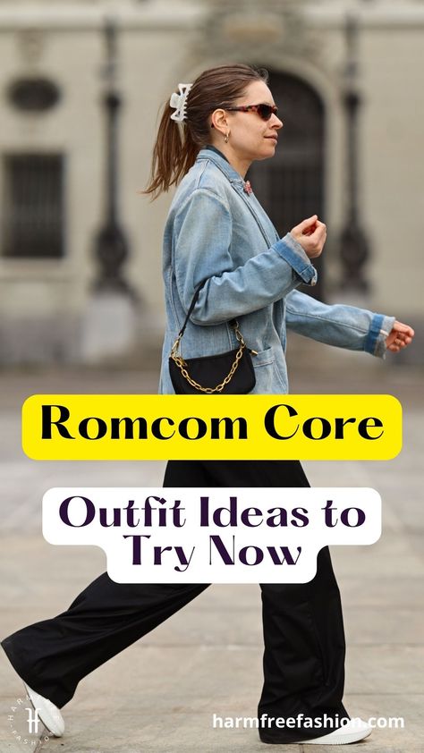 vegan fashion blogger harmfree fashion models how to style rom-com core fashion aesthetic street style fashion influencer outfit ideas Romcom Core Fashion, Rom Com Aesthetic Outfits, Romcom Core Outfits, Rom Com Outfits, Romcom Core, Layered Outfits Spring, Outfits 2000s Style, Outfits 2000s, University Outfit