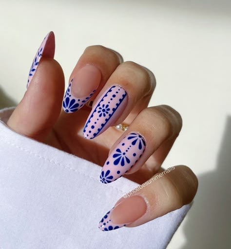 Mexican Tile Nails, Mexican Tile, Nail Art Summer, Minimalist Nails, Beauty Health, Fun Nails, Nail Inspo, You Nailed It, Gel Nails