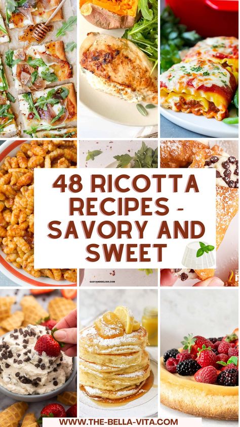 Ricotta And Cottage Cheese Recipes, Gluten Free Recipes With Ricotta Cheese, Ricotta Side Dish Recipe, Things To Make With Ricotta, Ricotta Lunch Recipes, Recipes With Ricotta Cheese Main Dishes, Ricotta Baking Recipes, Recipes That Use Ricotta, Ricotta Cheese Appetizer Recipes