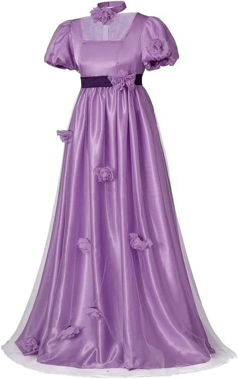 Daphne Cosplay, Lavendar Dress, 1800s Dresses, Regency Dresses, Lavender Gown, Empire Waist Gown, Regency Gown, Regency Era Fashion, Cinderella Costume