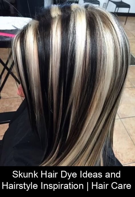 Skunk Hair Dye Ideas and Hairstyle Inspiration | Hair Care Chunky Blonde Highlights, Skunk Hair, Chunky Highlights, Y2k Hairstyles, Hair Color Streaks, Hair Streaks, Dyed Hair Inspiration, Brown Hair With Blonde Highlights, Hair Dye Ideas