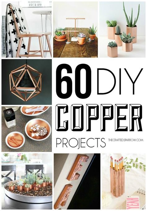 Gathered together are 60 DIY Copper Projects, these are the best of the best Copper Projects to help inspire you and your home decor trends. Copper Projects, Jennifer Maker, Diy Copper, Diy Projektit, Copper Decor, Copper Diy, Copper Pipe, Crafty Diy, Home Decor Trends