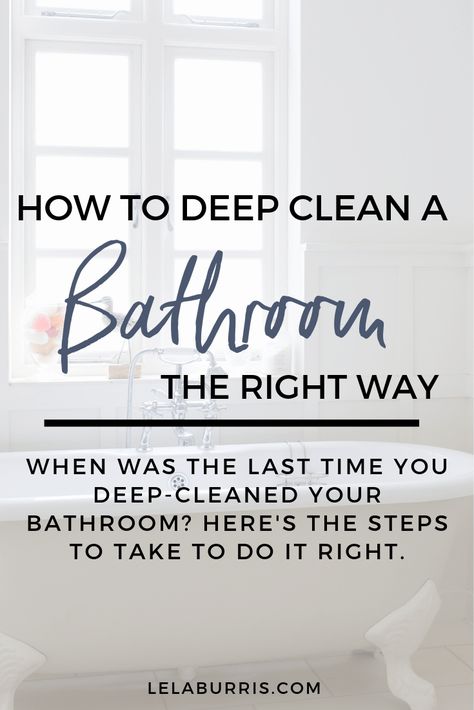 How To Deep Clean A Bathroom - Organized-ish by Lela Burris Bathroom Deep Clean, Bathroom Checklist, Deep Clean Bathroom, Deep Cleaning Checklist, Deep Cleaning House, Deep Cleaning Hacks, Wood Organization, Clean Bathtub, Bathroom Cleaning Hacks