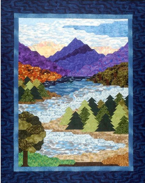 Images Mountain Quilt Block, Mountain Quilt Pattern, Watercolor Quilt, Landscape Art Quilts, Mountain Quilts, Landscape Quilt, Wedding Quilt, Landscape Quilts, Panel Quilts