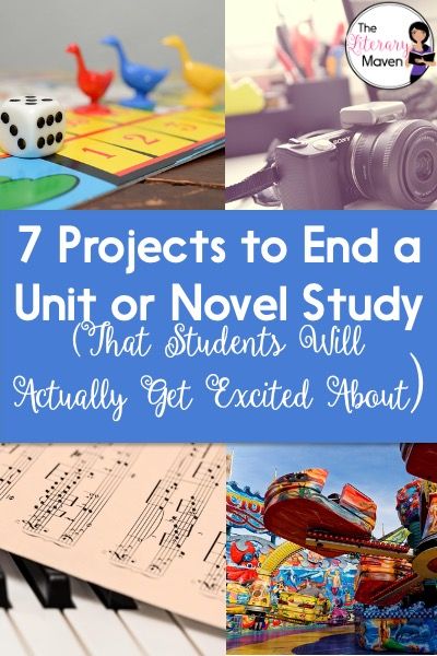 These 7 fresh ideas for creative projects that students will want to complete are perfect for the end of any novel or unit. Book Projects Middle School, Novel Study Project, Classroom Book Clubs, Study Literature, Middle School Literature, Middle School Projects, Literature Project, Novel Study Activities, High School Literature