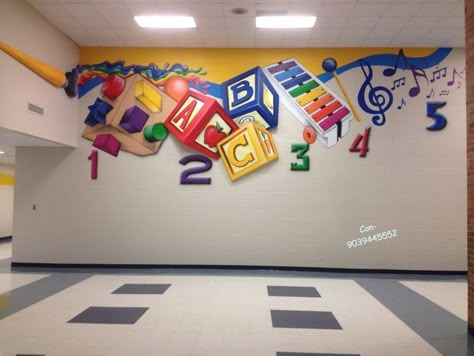 Wall Painting Nursery, Classroom Walls Paint, School Wall Decoration, Cartoon Wall Painting, School Wall Painting, Classroom Preschool, Painting Nursery, School Hallway, Kids Room Murals