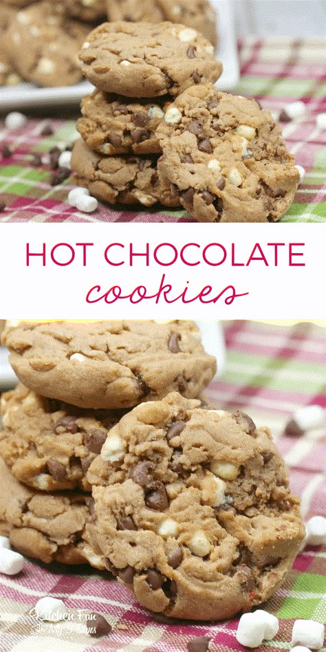 Winter Cookies Recipes, Hot Chocolate Cookie Recipes, Baking Recipes Desserts, Paleo Snack, Hot Cocoa Cookies, Winter Baking, Winter Dessert Recipes, Hot Chocolate Cookies, Winter Cookie