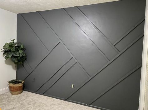 Dramatic Character, Geometric Accent Wall, Installing Wainscoting, Accent Wall Stencil, Stud Finder, Accent Wall Designs, Accent Wall Paint, Diy Accent Wall, Wood Accent Wall