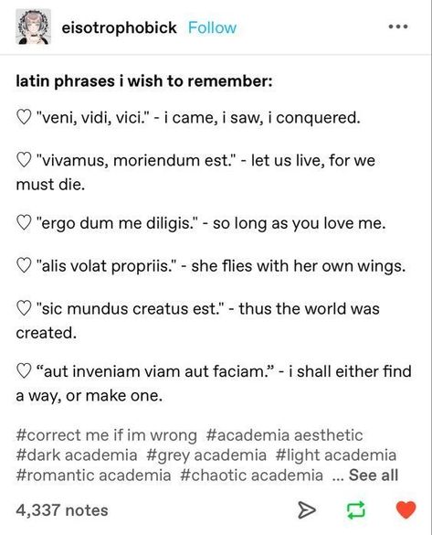 Dark Academia Words To Use, Dark Academia Languages To Learn, Light Academia Writing Aesthetic, Light Academia And Dark Academia, Light Academia Tattoo Ideas, Sept Love Tattoo, Dark Academia Language Learning, Latin Dark Academia, Best Latin Phrases