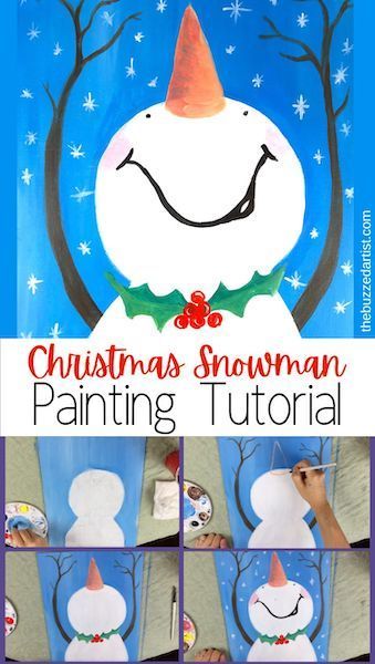 How To Paint Snowman Faces On Wood, Painting Snowmen On Wood, Upside Down Snowman, Easy Snowman Painting For Kids, Snowman Perspective Art, Directed Painting For Kids, Winter Paint Party Ideas, Christmas Step By Step Painting, 5th Grade Christmas Art Projects