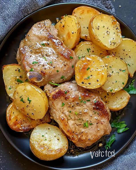 This dish brings together tender pork chops and perfectly cooked potatoes, all covered in a creamy, tangy Dijon mustard sauce. The whole grain mustard adds a subtle crunch, while the ... Read more Slow Cooker Pork And Potatoes, Pork Chops With Dijon Mustard, Slow Cooker Pork Chops And Potatoes, Pork Chops And Potatoes In Oven, Dijon Pork Chops, Pork Chops Potatoes, Pork Loin Chops Recipes, Dijon Mustard Sauce, Crockpot Pork Loin