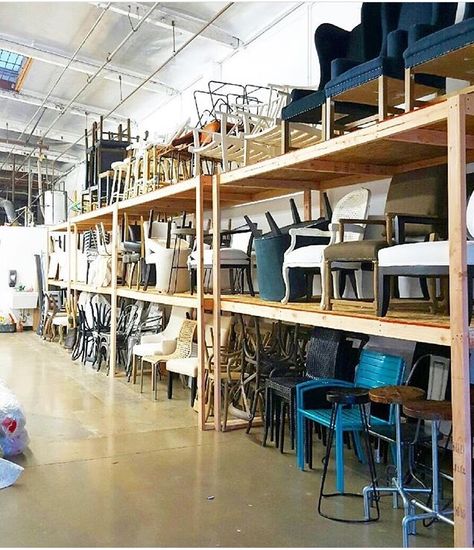 Warehouse goals Warehouse Design Storage, Staging Warehouse, Event Rentals Showroom, Warehouse Organization, Warehouse Layout, Event Rental Business, Props Storage, Studio Layout, Warehouse Studio