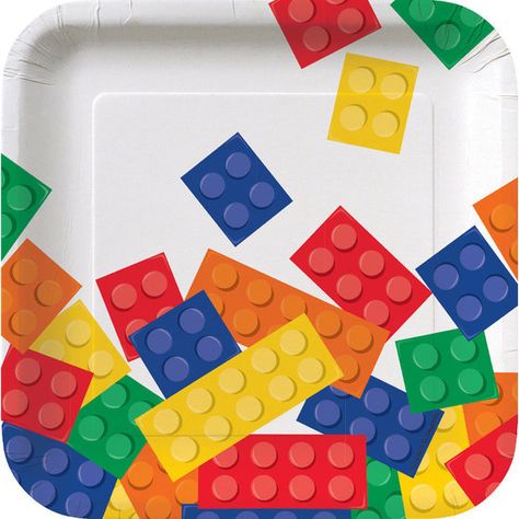 Block Party 7" Cake Plate (8 Count) Block Party Desserts, Blocks Center, Lego Party Decorations, Block Birthday Party, Mega Blocks, Lego Birthday, Lego Party, Block Party, Party Stores