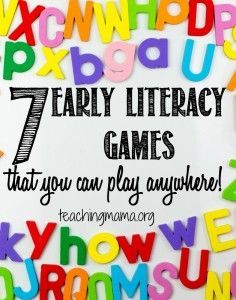 7 Early Literacy Games That You Can Play Anywhere! Emergent Literacy Activities Preschool, Literacy Night Activities, Family Literacy Night, Prek Literacy, Literacy Activities Preschool, Emergent Literacy, Reading Night, Teaching Mama, Early Childhood Literacy