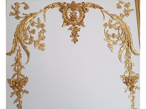 Gold Headboard, Baroque Decor, Furniture Appliques, French Rococo, Wall Panelling, Venue Decor, Wall Molding, Louis Xvi Style, Diy Wood Projects Furniture