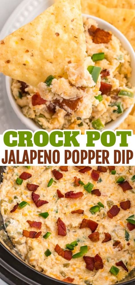 Bacon Jalapeno Dip, Cheese Jalapeno Dip, Hot Dip Recipe, Slow Cooker Dip Recipes, Cream Cheese Jalapeno Poppers, Creamy Jalapeno Dip, Jalapeno Popper Dip Recipe, Slow Cooker Dips, Dip Recipes Hot