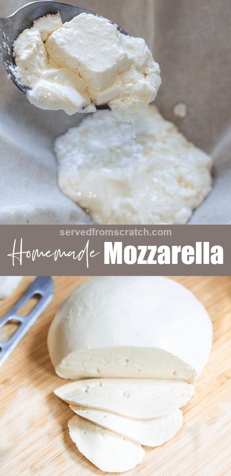 Fresh Mozzarella Recipe, Make Mozzarella Cheese, Homemade Mozzarella Cheese, Cheese Recipes Homemade, Homemade Mozzarella, Cheese Making Recipes, Cheese At Home, Diy Cheese, Mozzarella Recipes