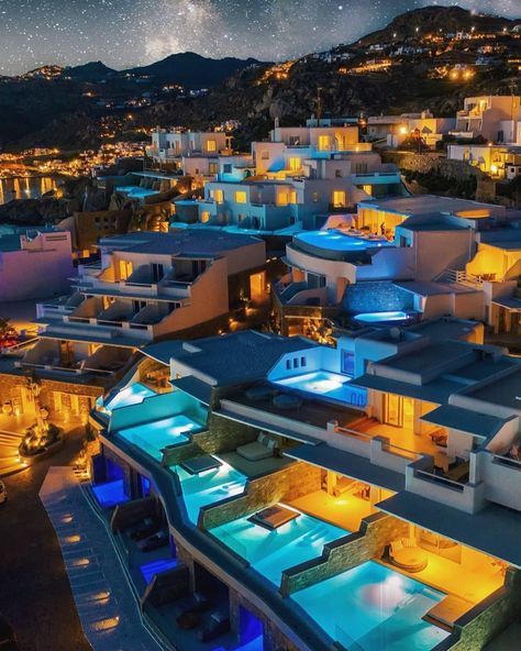 #AllofLuxurious #AllofGreece  Mykonos By Night ✨ ~ Mykonos, Greece 🇬🇷 By @cavotagoomykonos Photograph Cavo Tagoo, Cavo Tagoo Mykonos, Millionaire Homes, Mykonos Greece, Home Luxury, Luxury Villas, Santorini Greece, Vacation Places, Elba