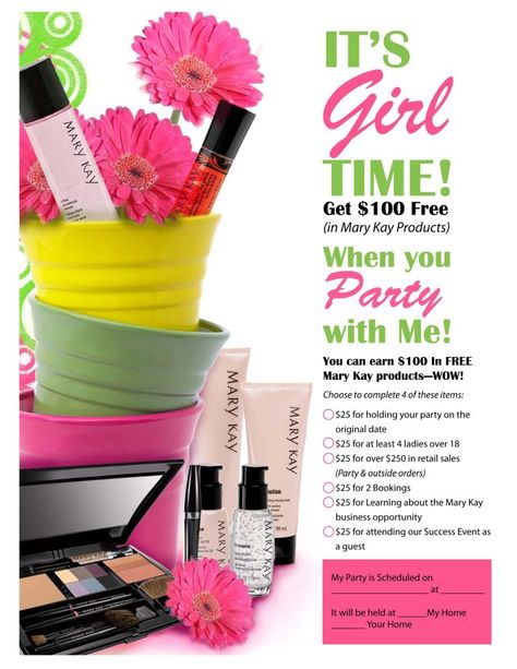 Let's have a #MaryKay party!  Get your girlfriends together for some product sampling and socializing.  As the host, you can earn up to $100 in Mary Kay products. Email me to book your party cynthiaraepink@marykay.com Summer 2013 comment -PIN Mary Kay Hostess Packet, Mary Kay Party Invitations, Mary Kay Hostess, Mary Kay Sale, Mary Kay Gifts, Selling Mary Kay, Mary Kay Marketing, Mary Kay Party, Mary Kay Skin Care