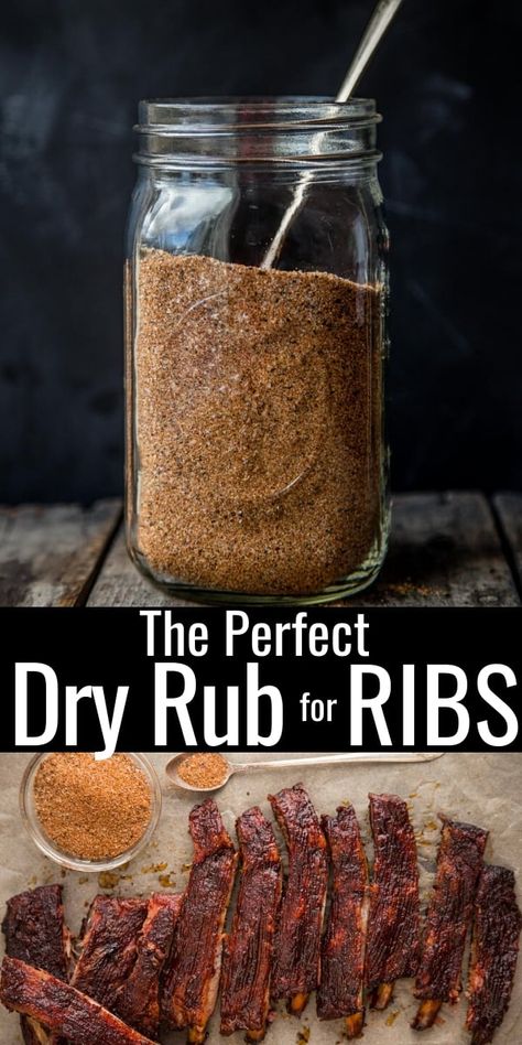 This is the ultimate dry rub recipe for ribs. It has the perfect balance of sweet and savory flavors to give you the most flavorful smoked ribs in low and slow cooking! Dry Rub Ribs, Rub For Ribs, Rib Rub Recipe, Bbq Rub Recipe, Dry Rub For Ribs, Smoked Recipes, Homemade Dry Rub, Spice Rubs, Homemade Dry Mixes