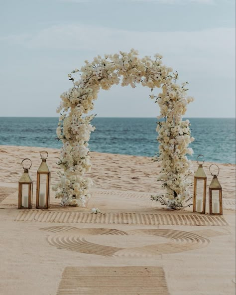 Flower Arch Beach Wedding, Wedding Beach Arch, Wedding Arch On Beach, Ethereal Beach Wedding, Beach Gazebo Wedding, Outdoor Wedding Ideas Beach, Tropical Beach Wedding Color Palette, Beach Wedding Inspiration Receptions, Beach Wedding Alter