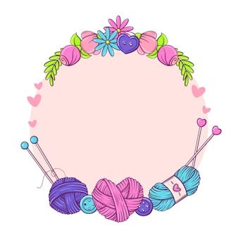 Premium Vector | Ball of yarn and needles in doodle style isolated on white background. Kids Construction, 3d Paper Flowers, Handmade Logo, Turkey Crafts, Craft Logo, Cool Paper Crafts, Paper Flower Crafts, Ideas Craft, Cute Frames