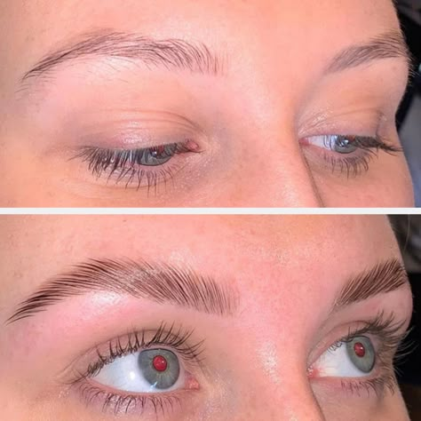 Brow lamination is basically a perm for your eyebrows! It takes your unruly or thinning brow hair and smoothes it out while also lifting the hair in a more vertical sweeping direction. The end result is super smooth brows that look like you have brow gel on them.  This is a noninvasive, temporary, but impactful way to improve your brows in an affordable way. It's also a great addition to microblading or even an alternative if you are hesitant to go under the blade. Light Brown Eyebrows, Maquillage Halloween Simple, Eyebrows Goals, Eyelash Lift And Tint, Eyebrow Lamination, Marketing Definition, Eyebrow Lift, Light Brow, Brown Eyebrows