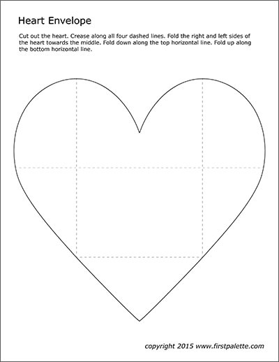 Heart Greeting Card | Free Printable Templates & Coloring Pages | FirstPalette.com Envelope From Heart, Valentine Heart Envelope, Paper Heart Card Diy, How To Fold A Heart Into An Envelope, Folded Heart Envelope, Heart Envelope Template Free Printable, Love Heart Envelope, How To Make A Perfect Heart, Origami Printables Templates