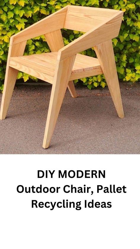 Creative pallet recycling woodworking idea for beginners. DIY Lounge chair / patio chair. dining chair. Great pallet wood project: patio chair DIY Outdoor Chair. #wooden #architecture #workshop #smallbusiness Diy Lounge Chair, Diy Outdoor Chair, Modern Outdoor Chair, Outdoor Chairs Wooden, Outdoor Chairs Diy, Patio Chairs Diy, Architecture Workshop, Small Easy Woodworking Projects, Wooden Chair Plans