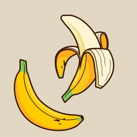 Banana | Premium Vector #Freepik #vector #fruit #yellow #banana #healthy Cartoon Banana, Banana Sticker, Fruit Icons, Banana Art, Food Graphic Design, Mascot Design, Painting For Kids, Cute Cartoon Wallpapers, Drawing For Kids