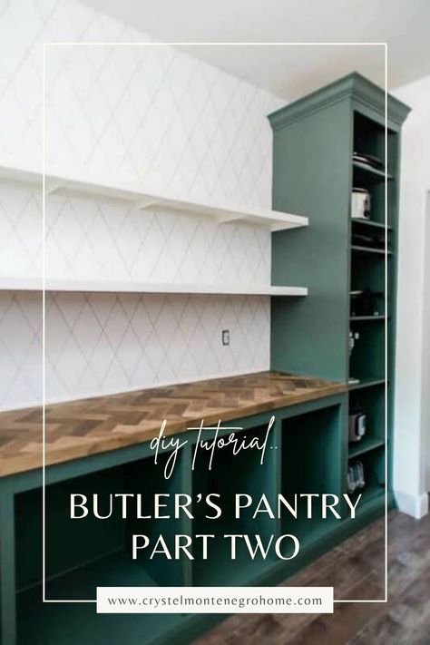 Dive deeper into the construction and design of your DIY butler's pantry with Part 2 of our tutorial series! Learn essential tips for shelving, organization, and maximizing space. From selecting materials to adding finishing touches, this guide will help you create a functional and elegant pantry that suits your needs. Take your home improvement skills to the next level! Butlers Pantry With Deep Freezer, Butlers Pantry Ikea, Pantry With Desk Built Ins, Build Your Own Butlers Pantry, Simple Butlers Pantry Ideas, Brick Butlers Pantry, One Wall Butlers Pantry, Amber Interiors Pantry, Pantry With Prep Area