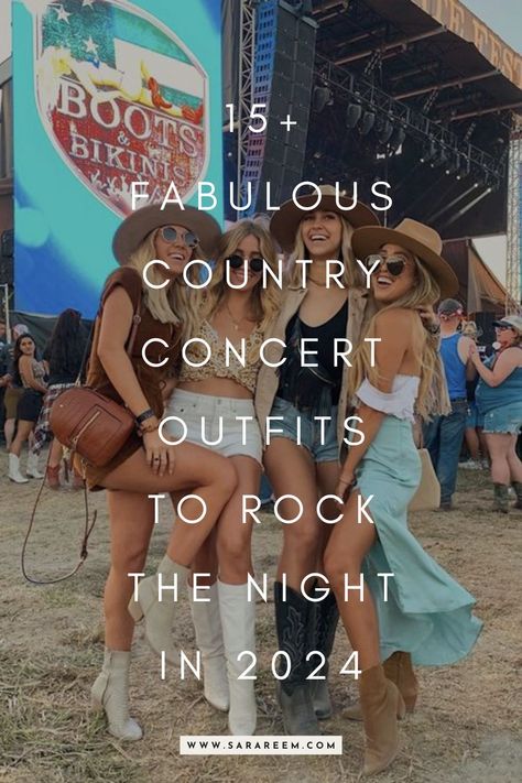 Looking for the perfect country concert outfits? Check out these stylish and cute outfit ideas that are sure to make you shine at any country concert. 
Heading to a country concert and unsure what to wear? Get ready to explore a variety of country concert outfit ideas that are perfect for any event, be it a big stadium show or a local fair. These western-inspired looks will help you rock the concert in style. So grab your cowgirl boots and let’s dive into some amazing outfit inspo! Sara Evans Concert Outfit, Country Outfits For Party, Country Music Fest Outfits, Country Concert Outfit Luke Combs, Ryan Bingham Concert Outfit, Country Concert Shirt Ideas, 2024 Country Concert Outfit, Kelsea Ballerini Outfits Concert Ideas, Country Beach Concert Outfit