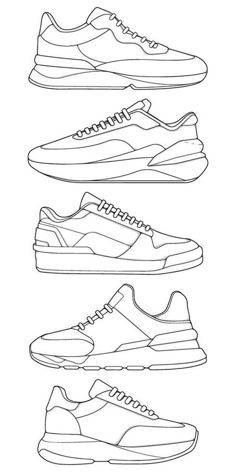 set of outline Cool Sneakers. Shoes sneaker outline drawing , Sneakers drawn in a sketch style, sneaker trainers template outline How To Draw Sneakers, Draw Sneakers, Sneaker Outline, Shoes Sketching, Sneaker Drawing, Drawing Sneakers, Running Tattoos, Brochure Sample, Running Tattoo