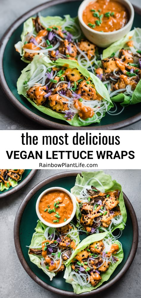 Mushroom Lettuce Wraps, Vegan Lettuce Wraps, Rainbow Plant Life, Spicy Almonds, Sesame Tofu, Healthy Diet Food, Vegan Wraps, Lettuce Wrap Recipes, Medicine Tips