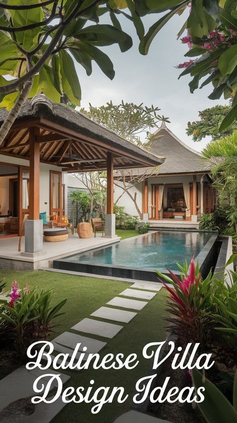 Escape to paradise with Bali-inspired house designs! From open layouts to tropical vibes, these ideas will turn your home into a serene retreat. Explore Bali Architecture and Tropical House Design to create your ideal space. Embrace the warmth and charm of a Tropical House with stunning Casa Country details! #gg #homedesigninsider #tropicalbalistylehousedesign Single Storey Tropical House Design, Bali Style Architecture, Bali Inspired House Design, Tropical Bali House, Bali Tropical House, Tropical Bungalow House Design, Bali Villa Floorplan, Tropical House Design Philippines, Bali House Design Villas