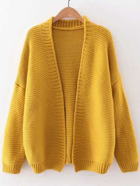 Shop Yellow Open Front Drop Shoulder Cardigan online. SheIn offers Yellow Open Front Drop Shoulder Cardigan & more to fit your fashionable needs. Long Brown Cardigan, Long Cardi, Shoulder Cardigan, Drop Shoulder Cardigan, Cardigan Brown, Yellow Cardigan, Brown Cardigan, Yellow Shirts, Cardigan Shirt