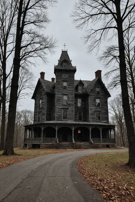 Ghostly Encounters: Tour Connecticut’s Most Haunted Places Haunted House Photos, Haunted House Photography, Haunted House Exterior, Victorian Haunted House, Haunted House Aesthetic, Spooky Buildings, Haunted House Inspiration, Creepy Cemetery, Creepy Castle