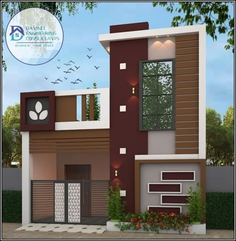 House Tower Elevation Design, Tower Home Design, Small Home Elevations Indian, Indian Exterior House Colour Combination, Home Tower Design Indian, Colour Combination For Elevation, Best Elevation Colour Combination, Tower Design For Home, Front Elevation Designs 20*50