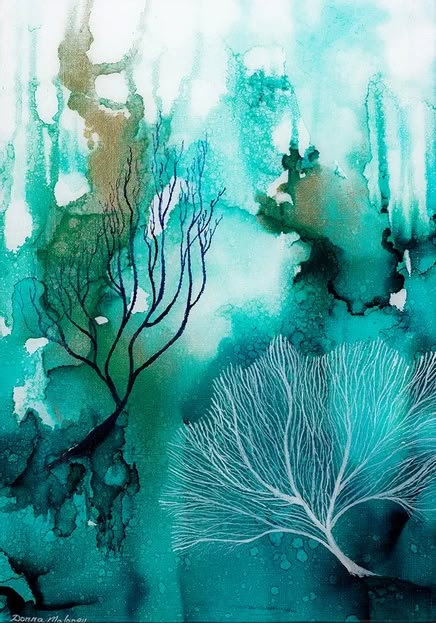 Creative Canvas Painting Ideas, Underwater Painting, Coral Art, Underwater Art, Soyut Sanat Tabloları, Canvas Painting Ideas, Alcohol Ink Painting, Sea Art, Alcohol Ink Art